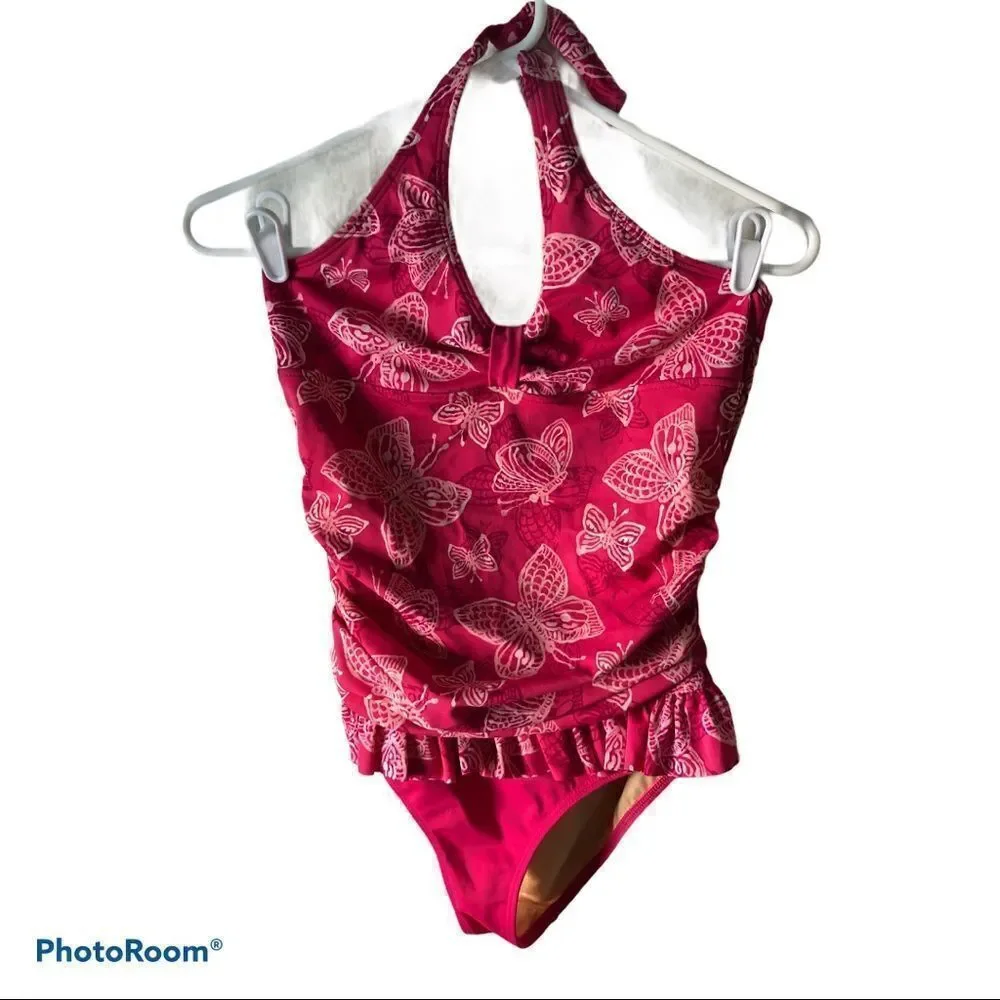 Lands End Girls Ruffled One Pc 16‎